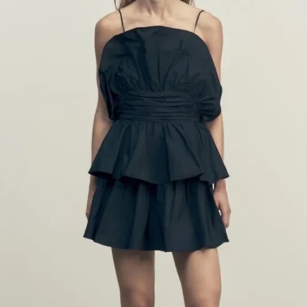 Zara Black Tiered Mini Dress